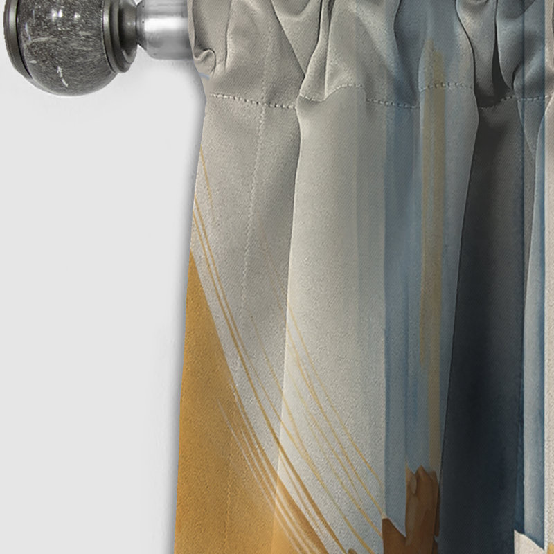 Modern Blue And Gold Abstract I - Transitional Curtain - Blackout Abstract Curtain - 1 Panels, 52" W x 84" L