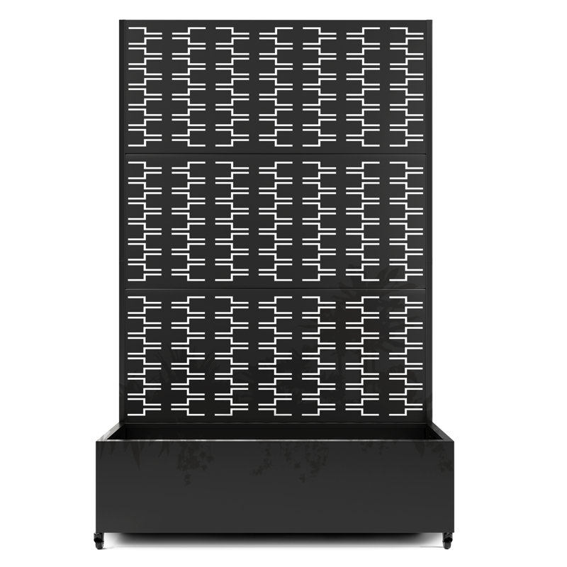 Metal Privacy Planter with Trellis – Metal Raised Garden Bed with Drainage Holes, Decorative Planter Wall Screen for Climbing Plants, Flowers & Vegetables, Modern Garden Divider for Patio, Balcony & Backyard