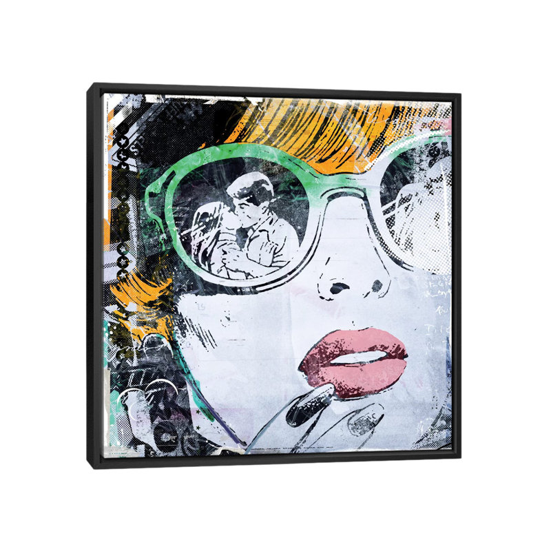 « demand », impression sur toile tendue, H 37 po x l 37 po x P 1,5 po, Toile avec cadre noir, Pas de tapis