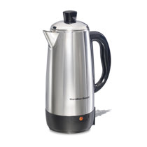 Farberware Classic Stainless Steel Coffee Percolator, 12 Cup, Silver with  Glass Blue Knob, 7.28D x 8.86W x 10.83H