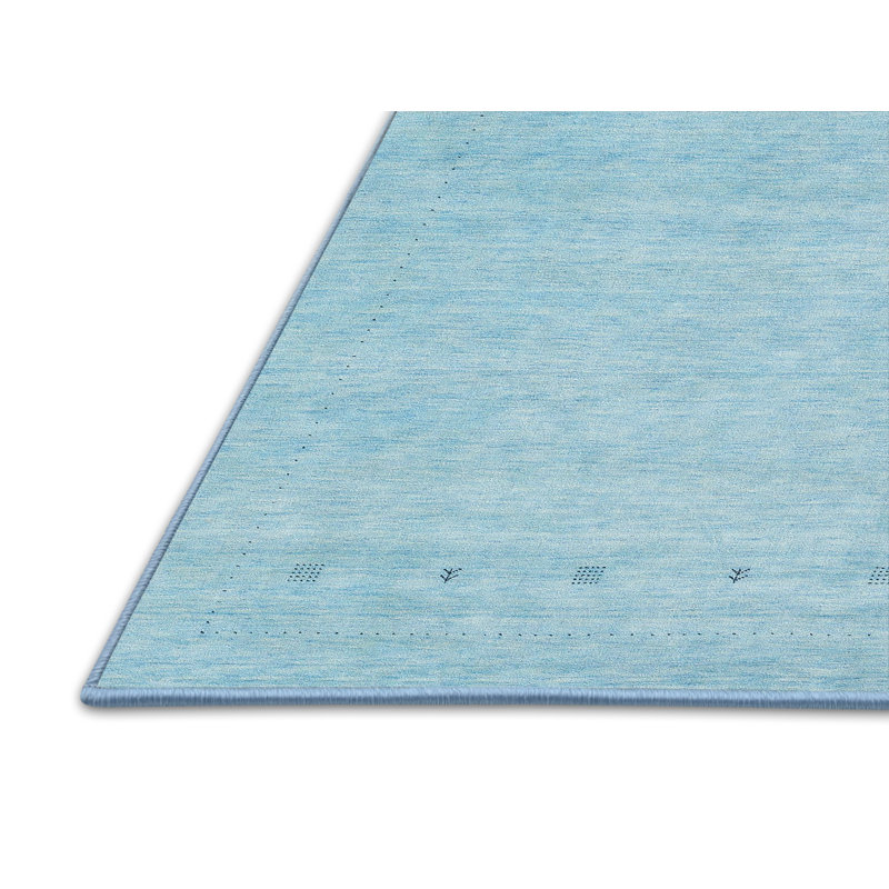 Tapis de zone bleu contemporain, Rectangle 3 pi x 5 pi