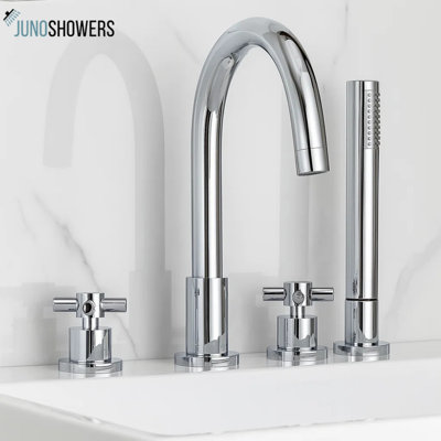 Double Handle Widespread Bathroom Faucet with Handshower – Stylish & Functional Design