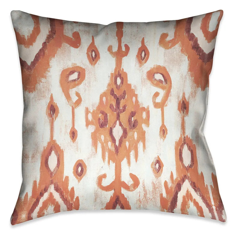 Coral Ikat Throw Pillow