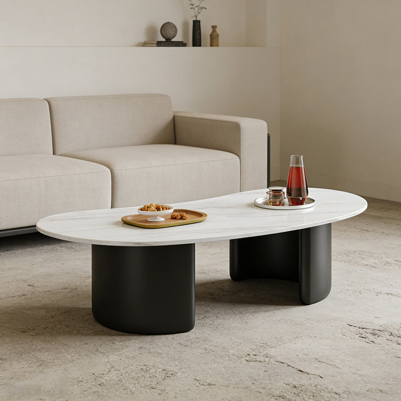 Table basse Modern Minimalisme, Blanc / gris clair, 15.74" H x 62.99" L x 31.49" W, Noir