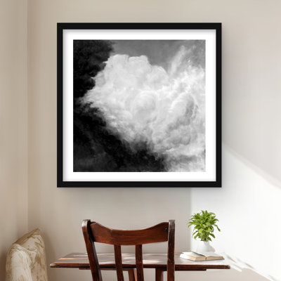 Dark Monochrome Clouds - Gray Livingroom Framed Print Decor