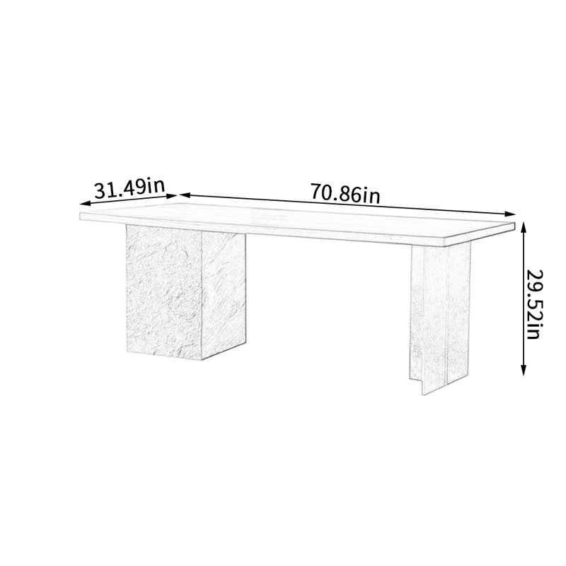 Oak Solid Wood Top Dining Table, 31.49" W x 70.86" L