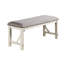 Banc de salle à manger rembourré gris, bois blanc, banc formel classique et blanc, assise rembourrée,