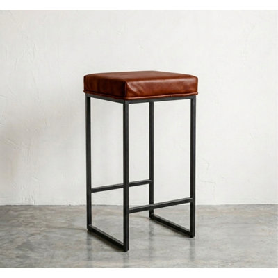Mid-Century Modern Leather Accent Bar Stool