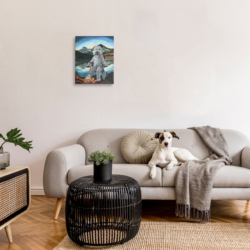Stupell Industries Dog By Campfire Landscape Framed Giclee Art Design By Holly Simental, H 20 po x l 16 po x P 1,5 po