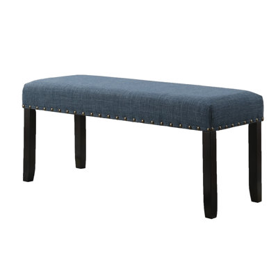 Fabric Dining Bench with Nailhead Trim, Blue