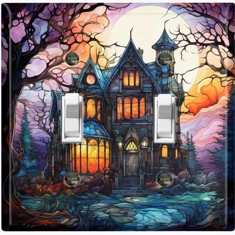 Couvercle de prise de courant en métal (Halloween Spooky Sunset Manor - Double basculement)