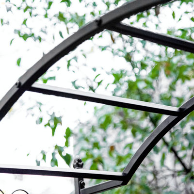 Outsunny 85" Garden Arch Arbour, Metal Arch Trellis With Gate, Garden Archway For Climbing Vines, Wedding Ceremony Decoration