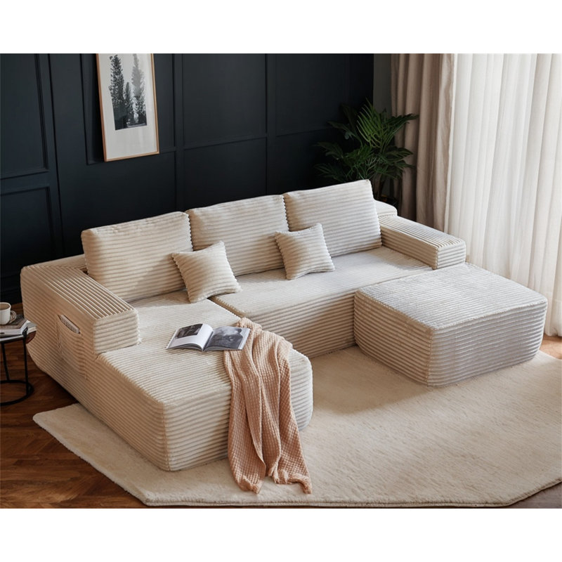 104''cloud Sectional Couch With U-shaped Chaise,modern Modular Sofa With Deep Seat, Upholstered Couche