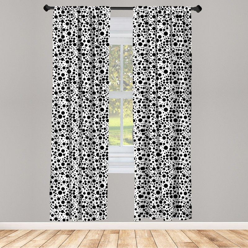 Black and White Polka Dot Polyester Room-Darkening Curtain Panels