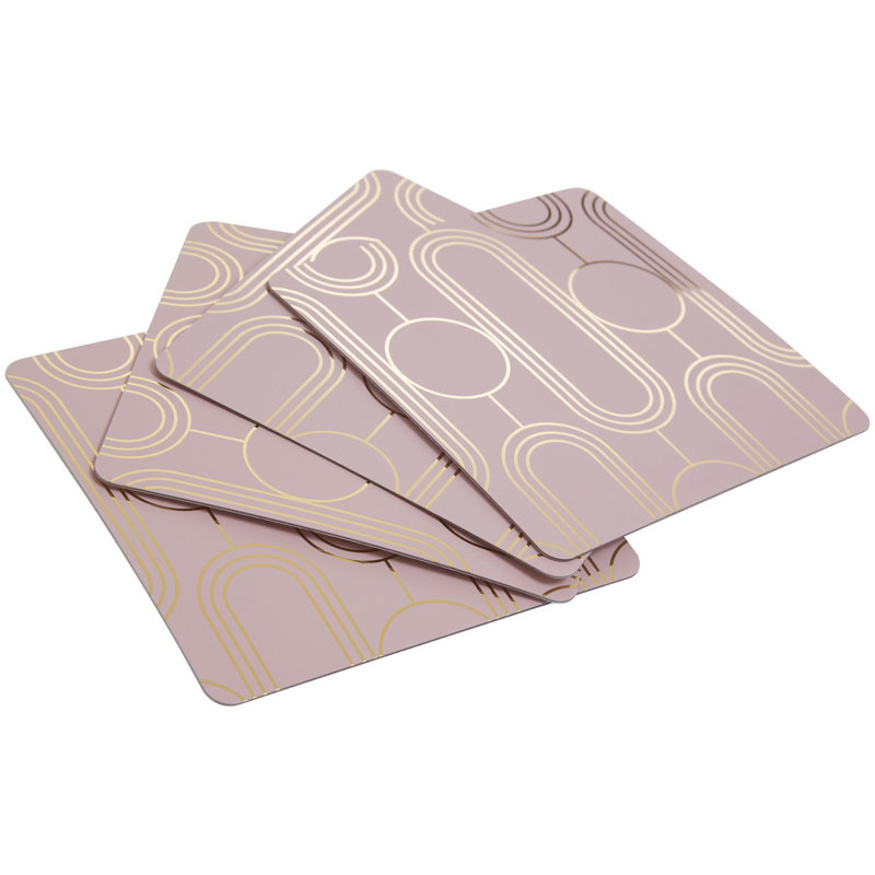 Square 4 Piece Coaster Set, Pink