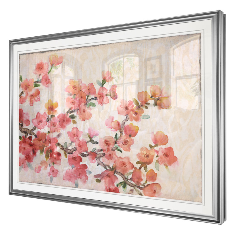 «Cherry Blossom Composition II», reproduction, H 22 po x l 30 po x P 1,5 po, Cadre argenté