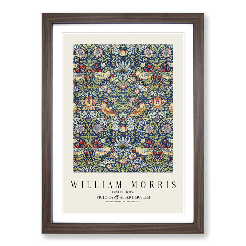 Strawberry Thief Vol.2 by William Morris - Single Picture Frame Print, 36cm H x 27cm W x 2cm D, Walnut Framed