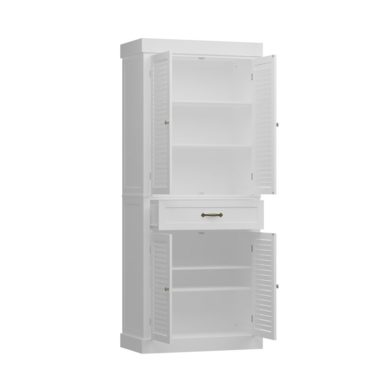Bibliothèque H 71,6 po x l 30 po avec portes à persiennes et tiroir