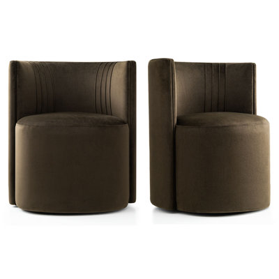 Velvet Upholstered Rolling Dining Chairs with Wheels