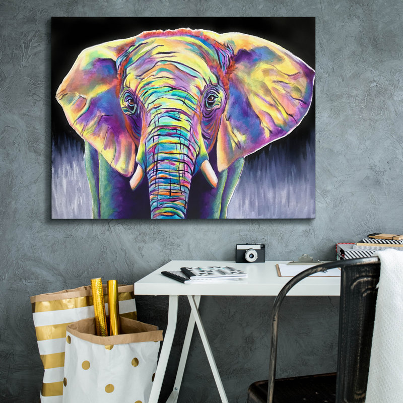 " Elephant - Butterfly " by Dawg Painter, 12" H x 16" W x 0.75" D