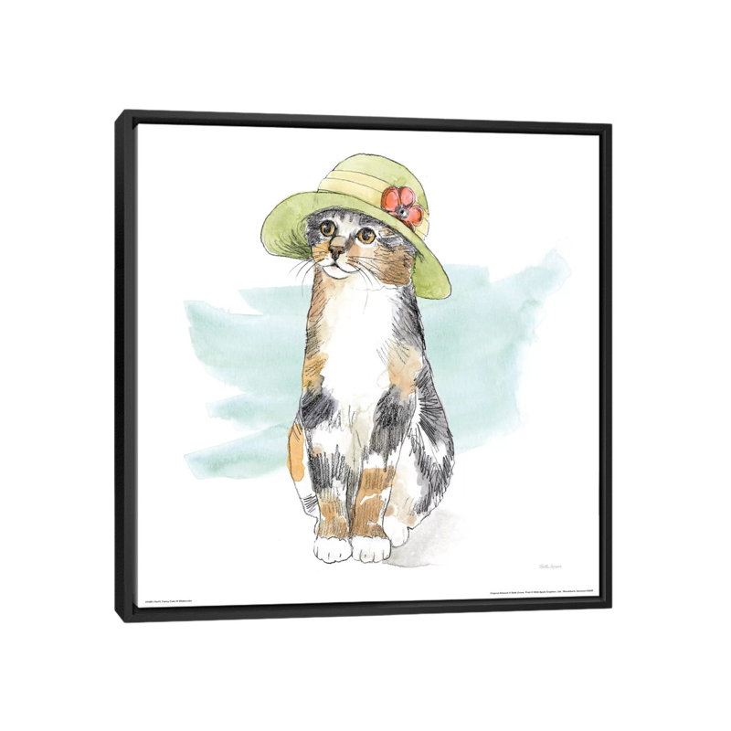 « original chats aquarelle iii », impression sur toile, H 18 po x l 18 po x P 1,5 po, Toile avec cadre flottant noir