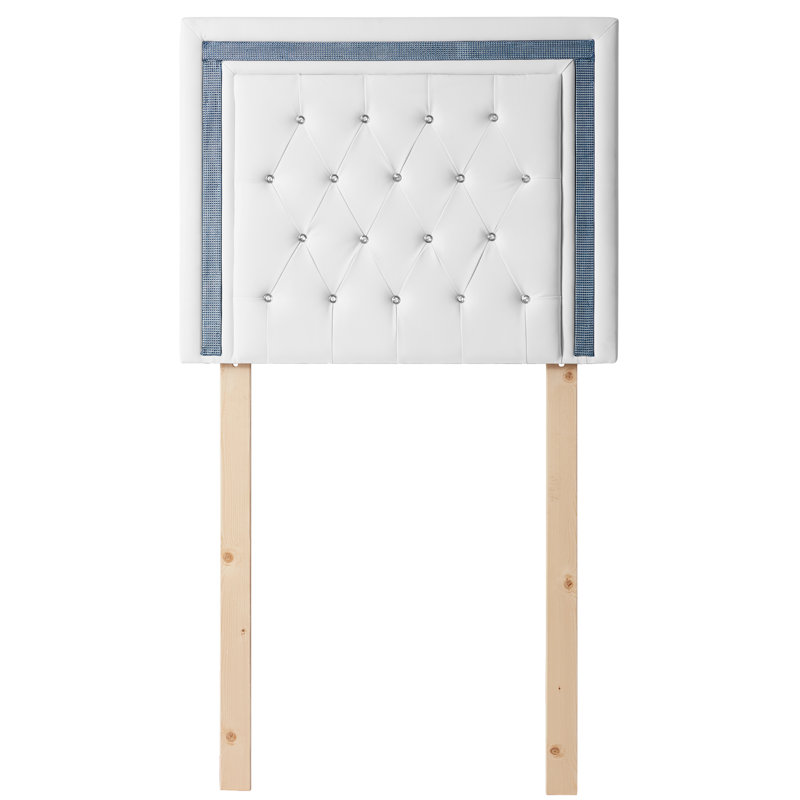Stelly Upholstered Headboard, White/Navy