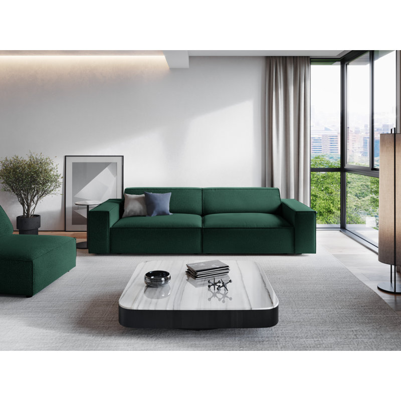 Isle 3 Seater Sofa, 70cm H x 244cm W x 102cm D, Green Polyester