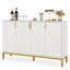 Buffet de 59 po de largeur simple moderne blanc doré
