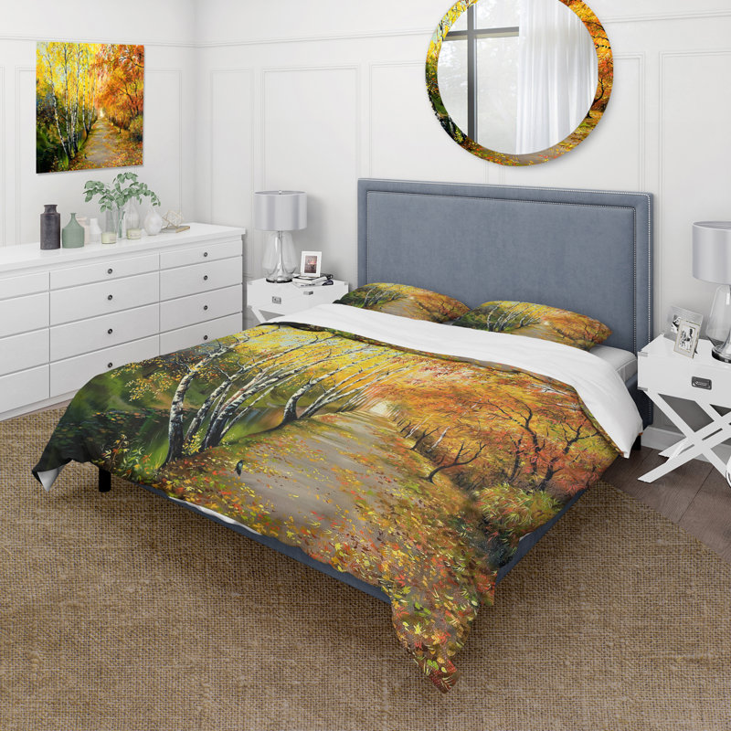 River In The Autumn Woods - Ensemble de housse de couette traditionnel - Microfibre de polyester