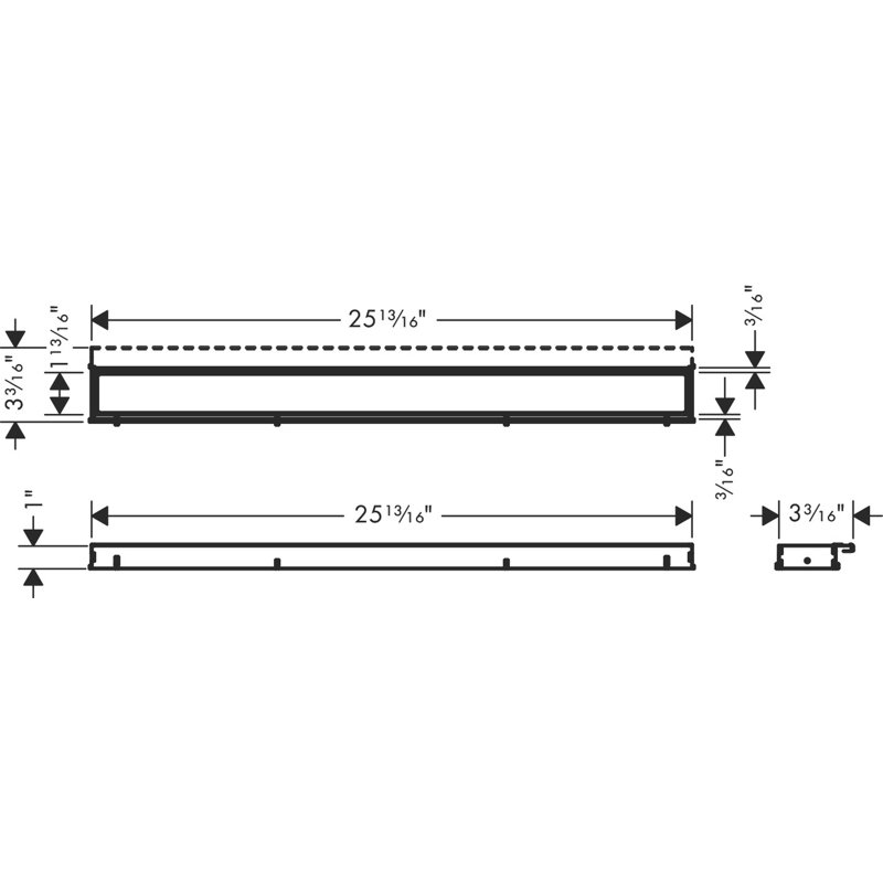 Hansgrohe RainDrain Match Trim 27 5/8" with Height Adjustable Frame, Brushed Stainless Steel