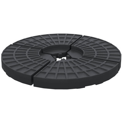 4-Piece Round Patio Umbrella Base - 52L Water/112lb Sand, Offset, Black
