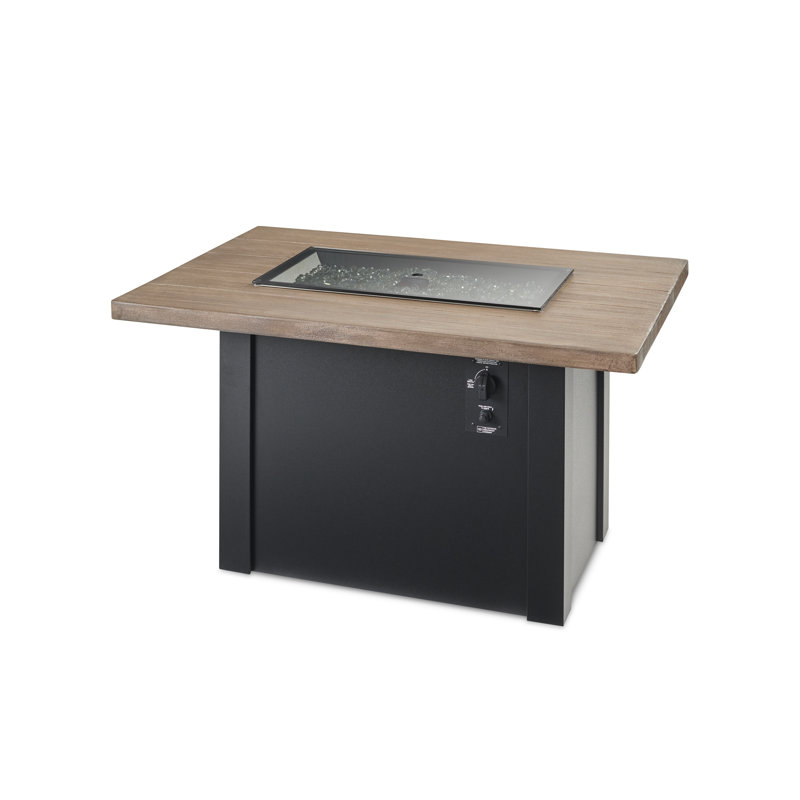 Havenwood Rectangle Smokeless Fire Pit Table with Hidden Fuel Tank, Black 
