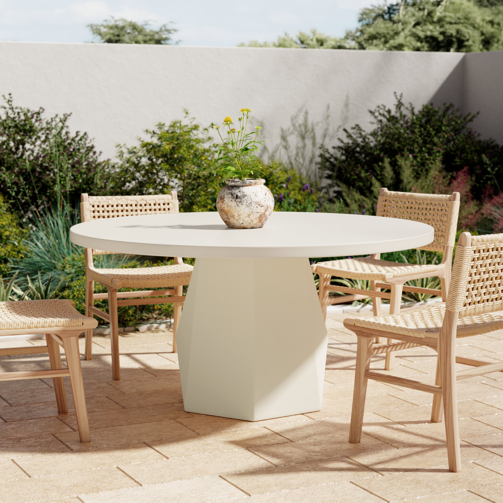 Clemmie 60 " Patio Dining Table, White