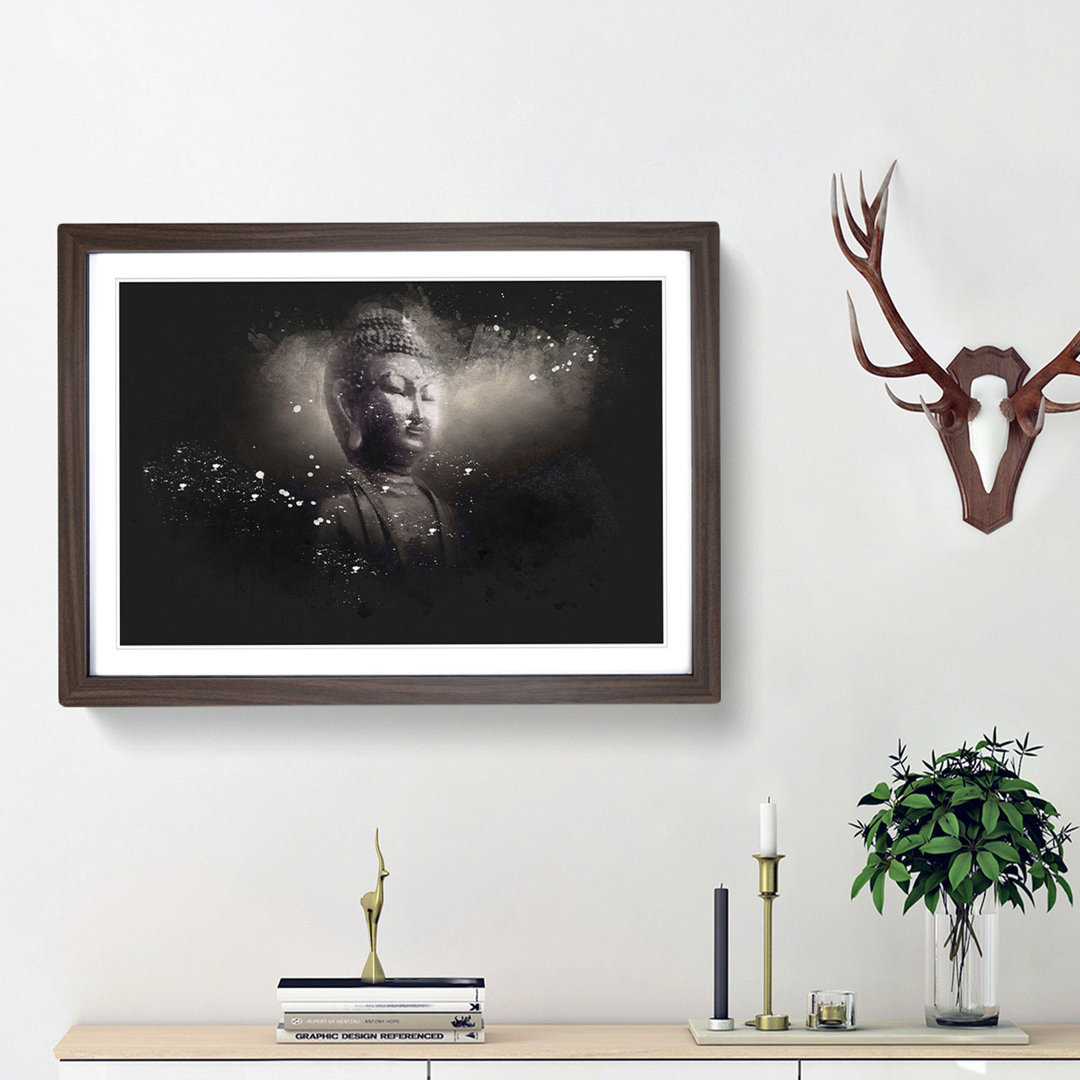 Buddha In A Mist Paint Splash - Picture Frame Graphic Art