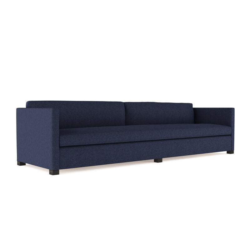 Madison Sofa, Plush Velvet Blue Print, Weathered, 33" H x 84" W x 41" D