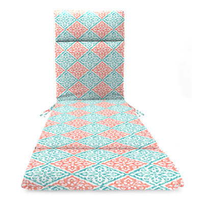 72" x 21" Keekee Bamboo Grey Floral Outdoor Chaise Lounge Cushion with Ties and Loop