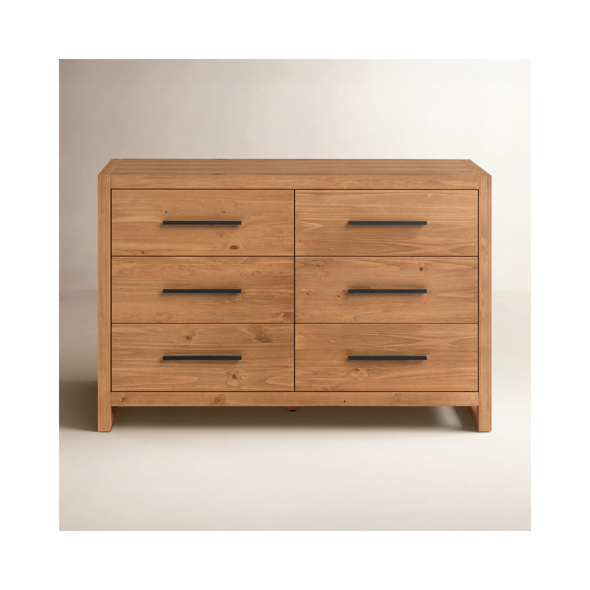Modica 6 Drawer 60'' W Dresser Solid Wood Dresser, Brown Natural