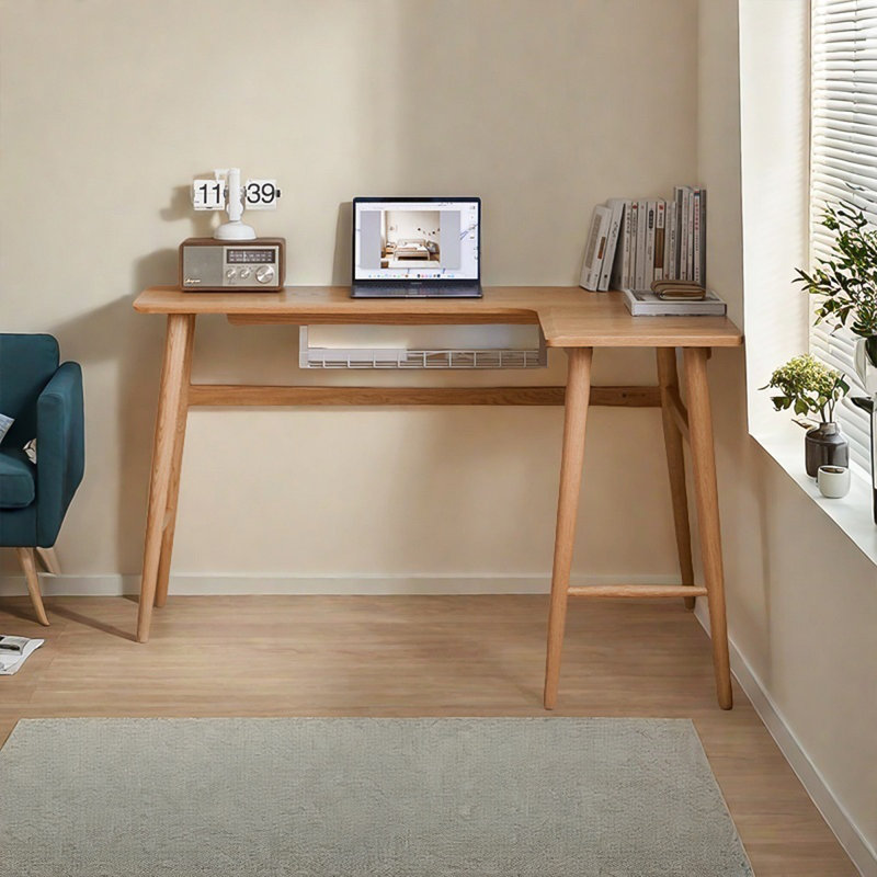 L-shaped Wood Solid Wood desk, 29.72" H x 62.99" W x 15.75" D