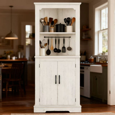 Tall Corner Cabinet With Doors For Living Room, Bathroom,Dining Room Or Kitchen,Colour:wood Grain Beige