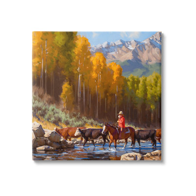 " Herding Cattle Through Stream " by Jimmy Dyer on Canvas