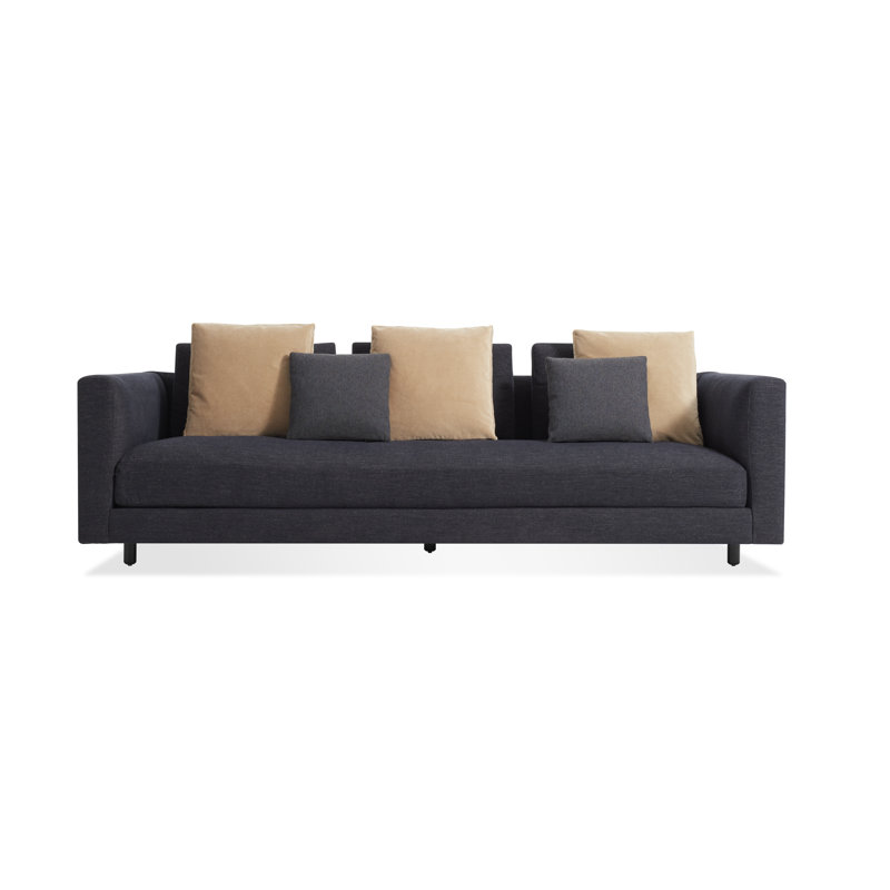 Hands Down Sofa, Tofte Navy Polyester Blend, 35" H x 94" W x 38" D, Camel Velvet/Sanford Navy Polyester Blend