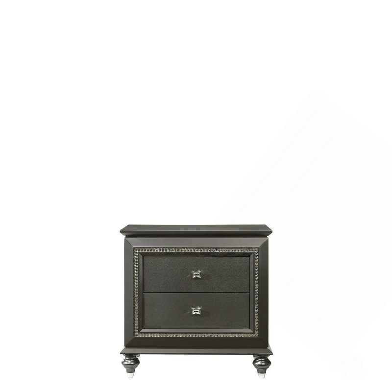 Kaitlyn Metallic Gray Finish Nightstand