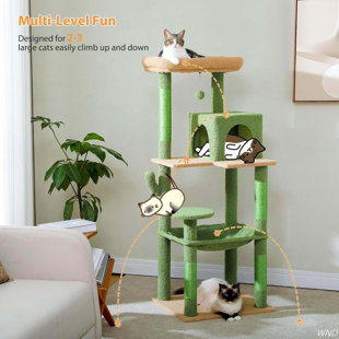 56.3" Indoor Multi-Level Tall Cat Tower With Large Hammock, Scratching Posts, Cozy Condo And Top Perch