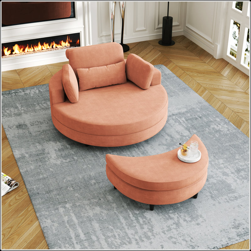 Canapé compact en velours côtelé avec coussins lombaires, parfait pour les petits appartements et une utilisation multifonctionnelle