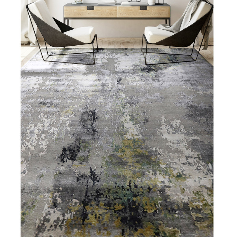 Area Rug in Charcoal/Gray/Mossy, Rectangle 8' x 10'