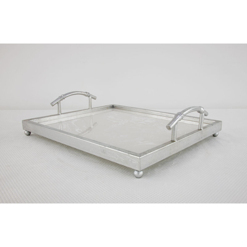 Lalana Decorative Tray, Antiqued Silver Leaf, 19" x 16"
