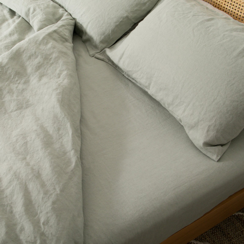 100% Linen Machine Woven Fitted Sheet, Grey, Super King (6')