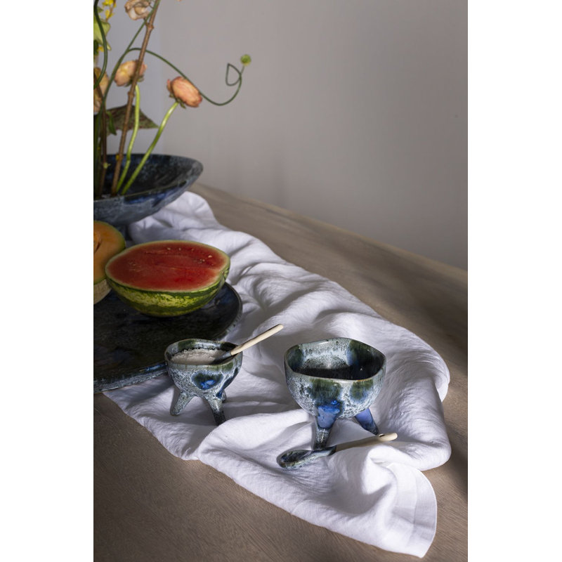 Yalina Ceramic Salt Cellar, 2.75" H x 3" W x 3" D