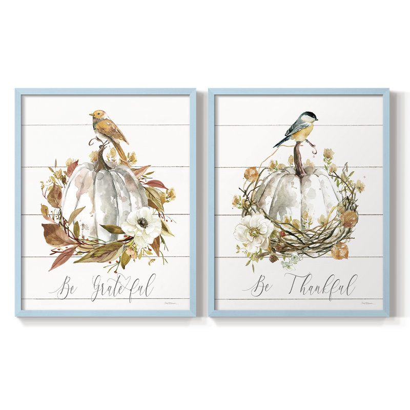 Be Be Grateful Bird - reproduction encadrée de qualité supérieure - prête à être accrochée - aucun clou requis - aucun clou requis