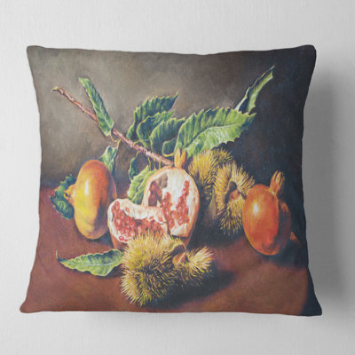 Coussin décoratif rétro Vintage Still Life of Orange Fruits